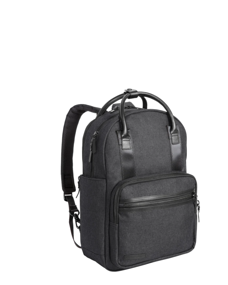 Image of a model wearing a BB18821 Brooks Brothers® Grant Dual-Handle Backpack