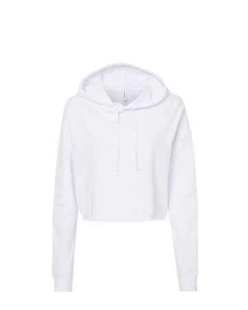 Model wearing a AFX64CRP Independent Trading Co. Women’s Lightweight Cropped Hooded Sweatshirt