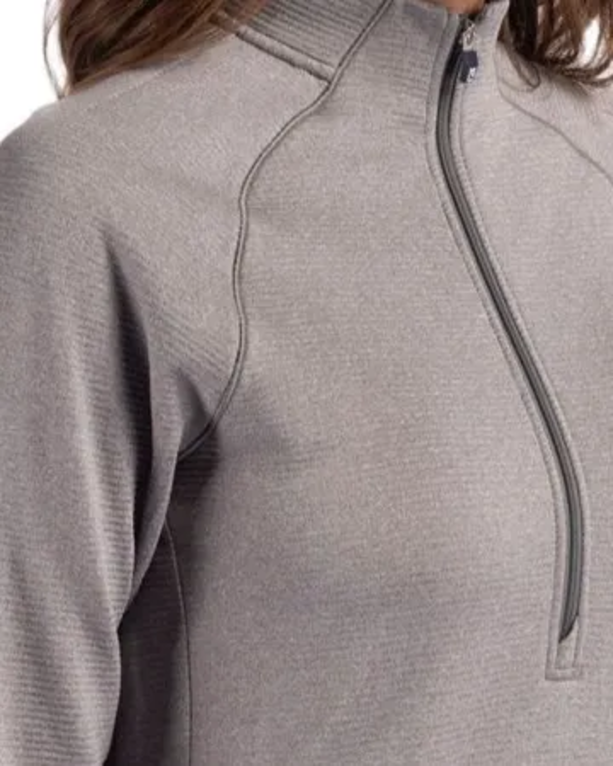 Closeup of a LCK00182 Cutter & Buck Peshastin Eco Fleece Recycled Womens Half Zip Pullover