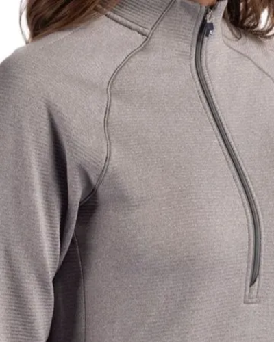 Closeup of a LCK00182 Cutter & Buck Peshastin Eco Fleece Recycled Womens Half Zip Pullover