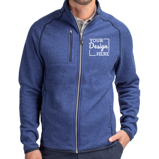 Fleece Jackets:  MCO00050 Cutter & Buck Mainsail Sweater-Knit Mens Full Zip Jacket