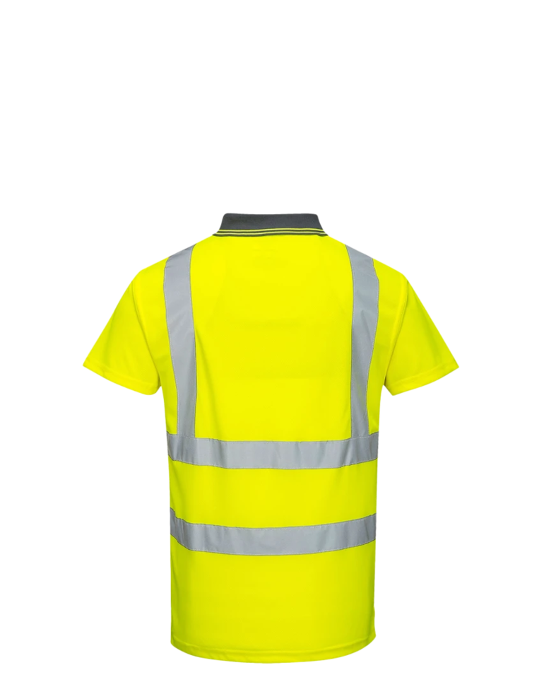Image of a model wearing a S477 Portwest Hi-Vis Short Sleeve Polo Shirt