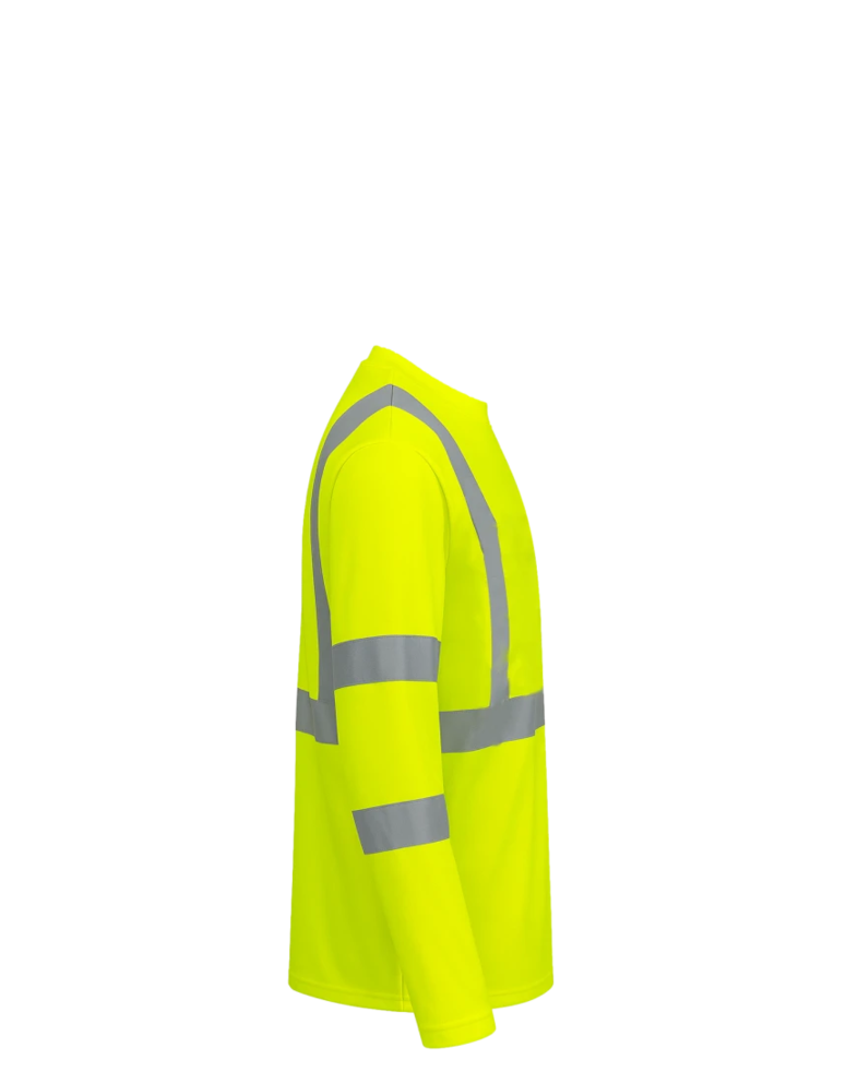 Image of a model wearing a S191 Portwest Hi-Vis Long Sleeve Pocket T-Shirt