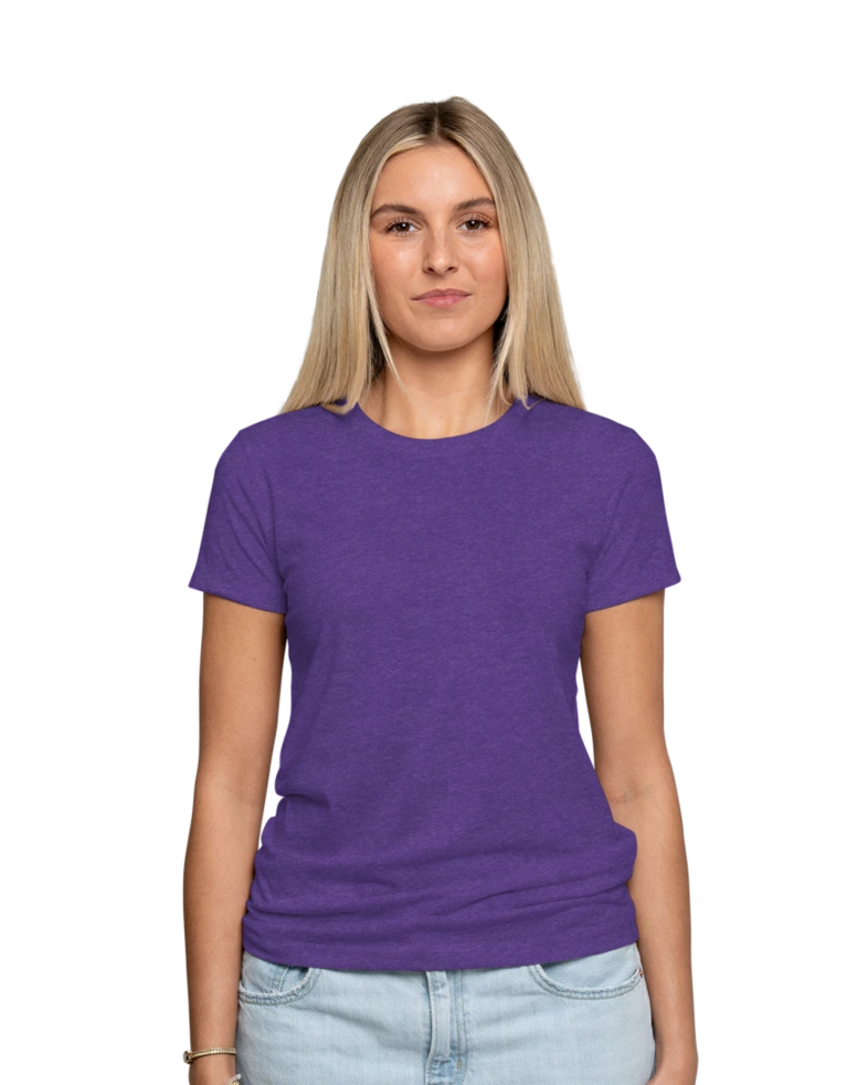Image of a model wearing a 6710 Next Level Ladies Tri-Blend Crew
