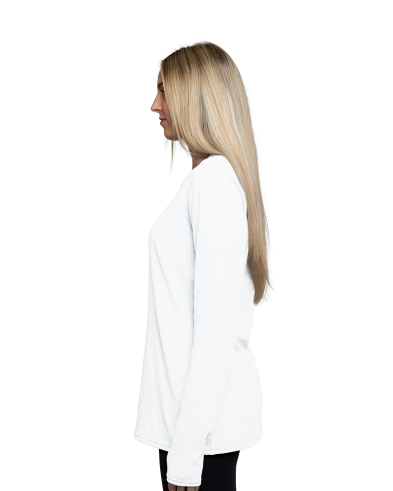 Image of a model wearing a LPC54LS Port & Company Ladies Long Sleeve Core Cotton T-Shirt