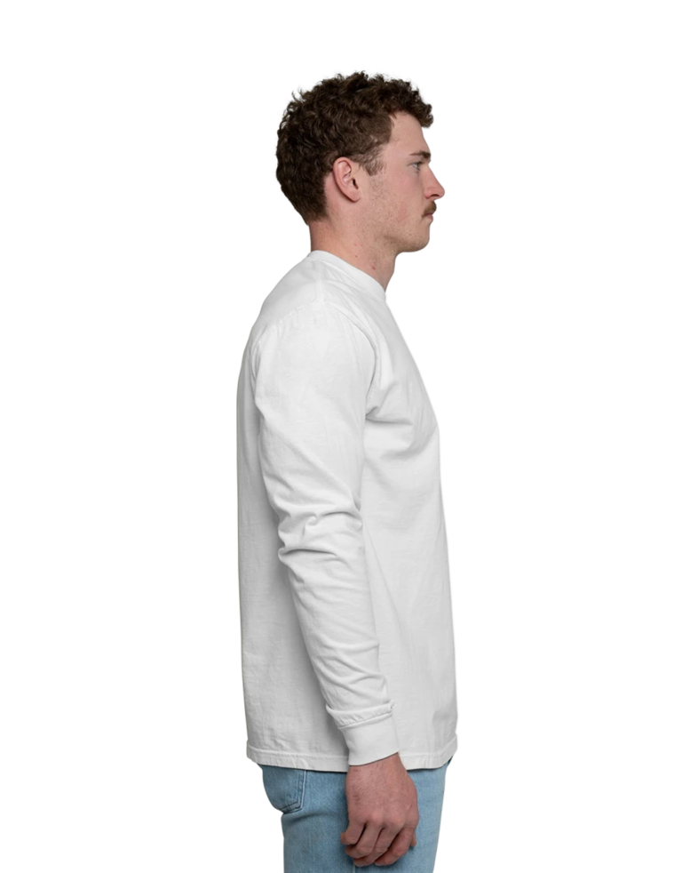Image of a model wearing a CC6014 Comfort Colors Garment Dyed Long-Sleeve T-Shirt