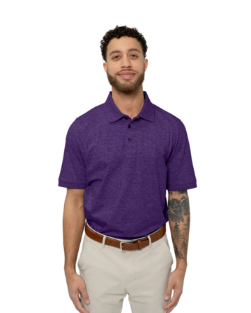Model wearing a MCK00117 Cutter & Buck Men's Advantage Tri-Blend Space Dye Polo