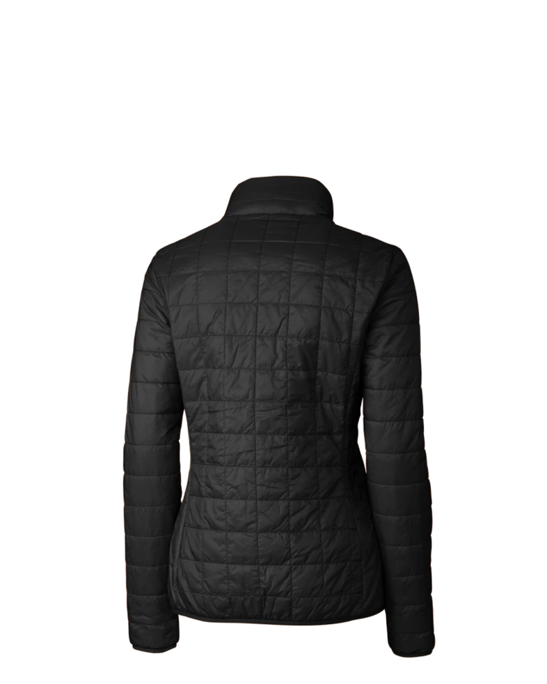 Image of a model wearing a LCO00007 Cutter & Buck Rainier PrimaLoft® Womens Eco Insulated Full Zip Puffer Jacket