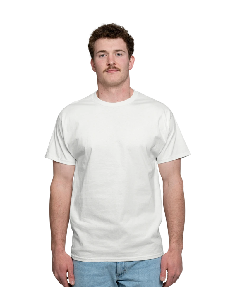 Image of a model wearing a 5250 Hanes Authentic Tagless Tee