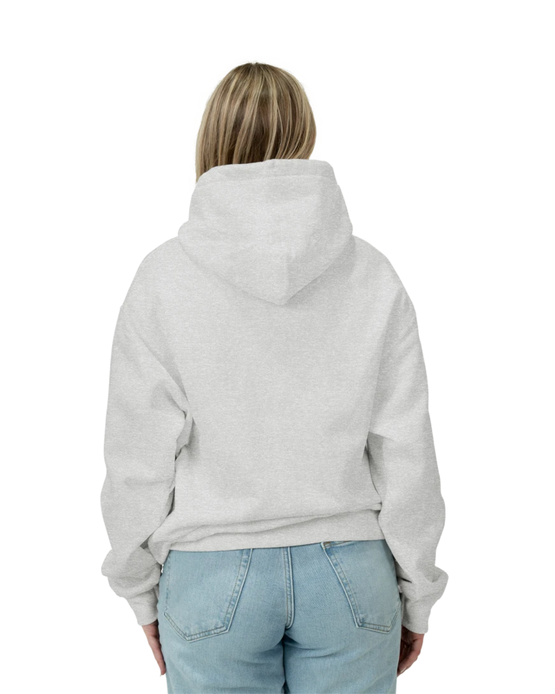 Image of a model wearing a PC90H Port & Company Essential Fleece Pullover Hooded Sweatshirt