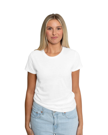 Model wearing a Gildan 880 Women's Lightweight Ringspun T-Shirt