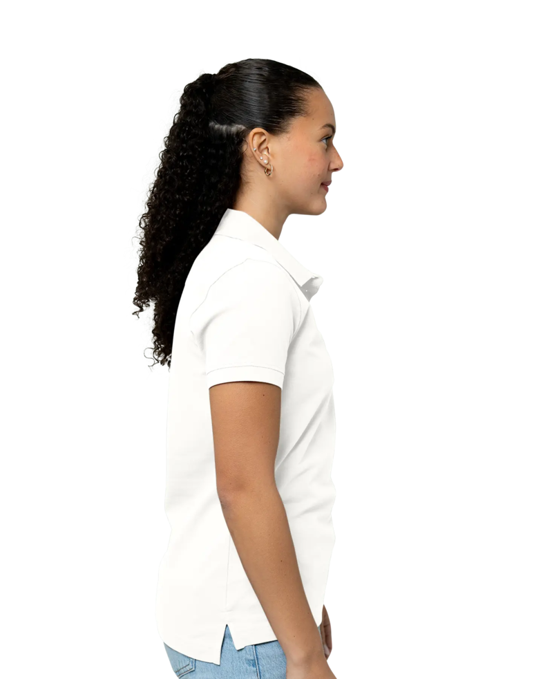 Image of a model wearing a LCK08685 Cutter & Buck Ladies Advantage Tri-Blend Pique Polo