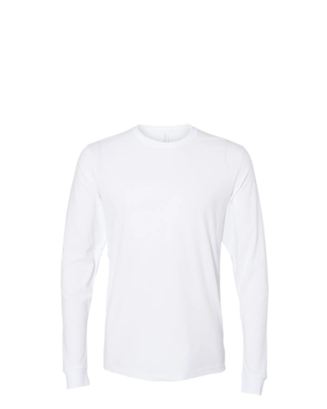 Model wearing a 6411 Next Level Unisex Sueded Long Sleeve T-Shirt