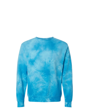 Model wearing a PRM3500TD Independent Trading Co. Unisex Midweight Tie-Dyed Sweatshirt