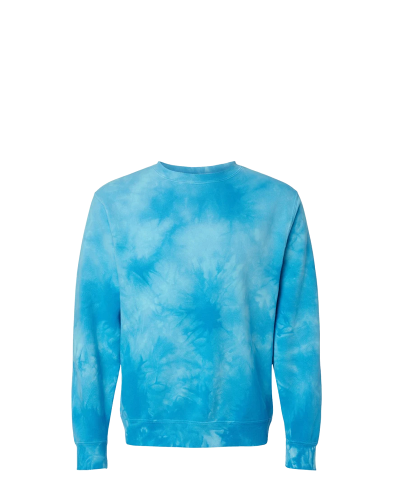 Image of a model wearing a PRM3500TD Independent Trading Co. Unisex Midweight Tie-Dyed Sweatshirt