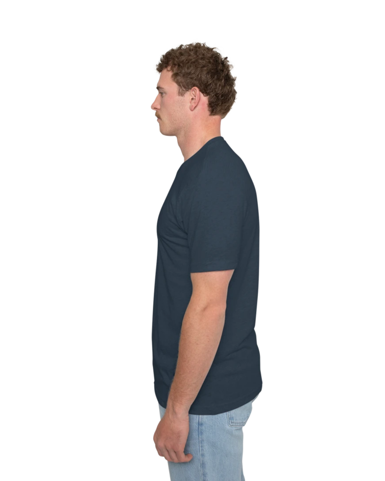Image of a model wearing a NL6010 Next Level Unisex Tri-Blend Crew Tee