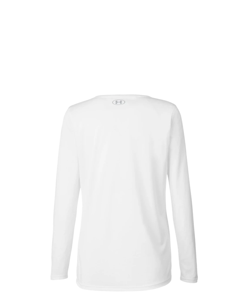 Image of a model wearing a 1376852 Under Armour Ladies' Team Tech Long-Sleeve T-Shirt