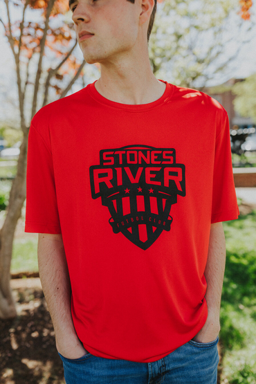 Customer wearing a ST350 Sport-Tek Competitor Tee