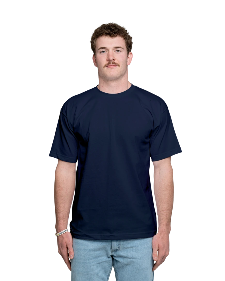 Image of a model wearing a 5040 Bayside USA-Made 100% Cotton T-Shirt