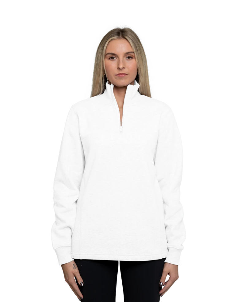 Image of a model wearing a LST253 Sport-Tek Ladies 1/4-Zip Sweatshirt