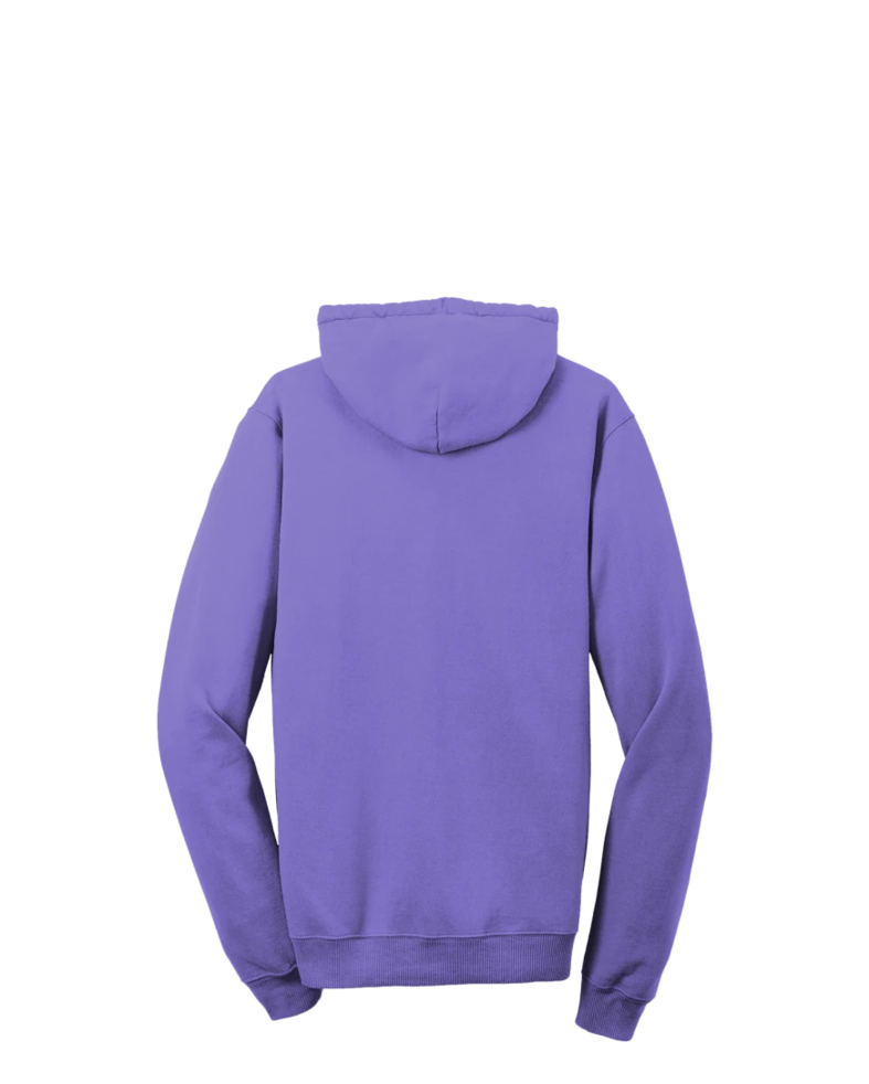 Image of a model wearing a PC098H Port & Company Pigment Dyed Pullover Hooded Sweatshirt