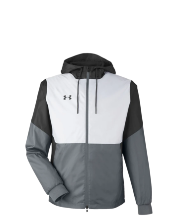 Model wearing a 1359386 Under Armour Men's Team Legacy Jacket