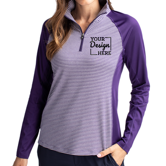 Custom Featured Brands:  LCK00068 Cutter & Buck Forge Tonal Stripe Stretch Half Zip Womens Top