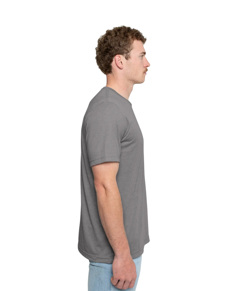 Image of a model wearing a 3413 Bella + Canvas Tri-Blend Tee