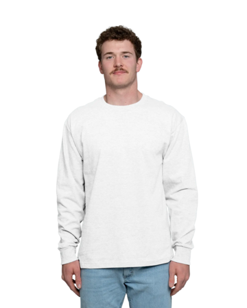 Model wearing a 5186 Hanes Beefy-T Long Sleeve