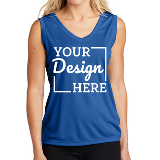 Women's Tank Tops:  LST352 Sport-Tek Ladies Sleeveless PosiCharge Competitor V-Neck Tee