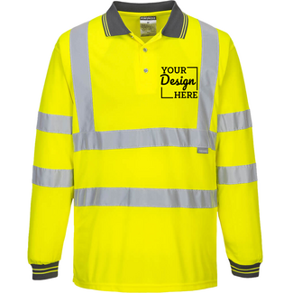 Polo Shirts:  S277 Portwest Hi-Vis Long Sleeve Polo Shirt