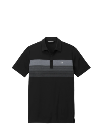 Model wearing a TM1MY402 TravisMathew Coastal Chest Stripe Polo