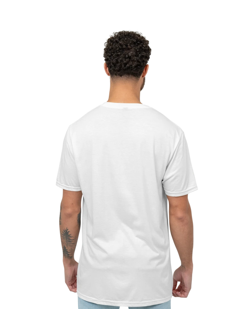 Image of a model wearing a DM130 District Unisex Perfect Tri-Blend Crew Tee