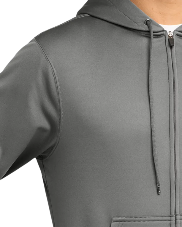 Closeup of a ST238 Sport-Tek Sport-Wick Fleece Full-Zip Hooded Jacket