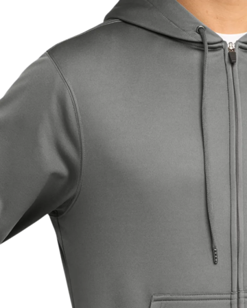 Closeup of a ST238 Sport-Tek Sport-Wick Fleece Full-Zip Hooded Jacket