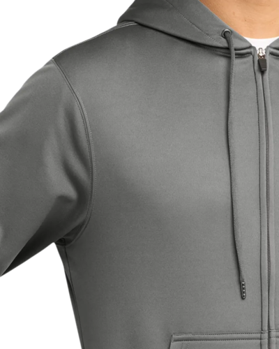 Closeup of a ST238 Sport-Tek Sport-Wick Fleece Full-Zip Hooded Jacket