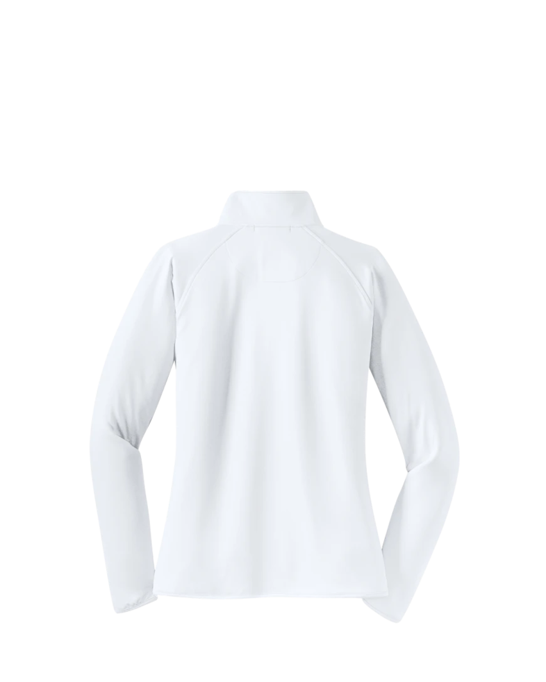 Image of a model wearing a LST850 Sport-Tek Ladies Sport-Wick Stretch 1/2-Zip Pullover