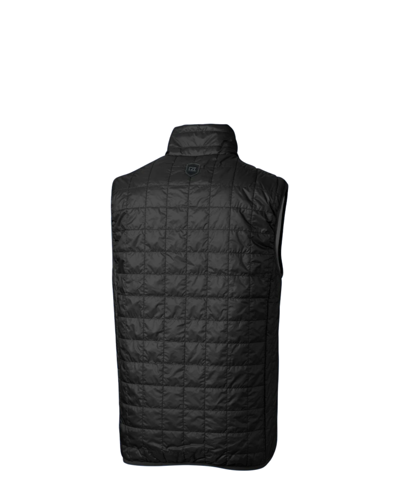 Image of a model wearing a MCO00019 Cutter & Buck Rainier PrimaLoft® Mens Eco Insulated Full Zip Puffer Vest