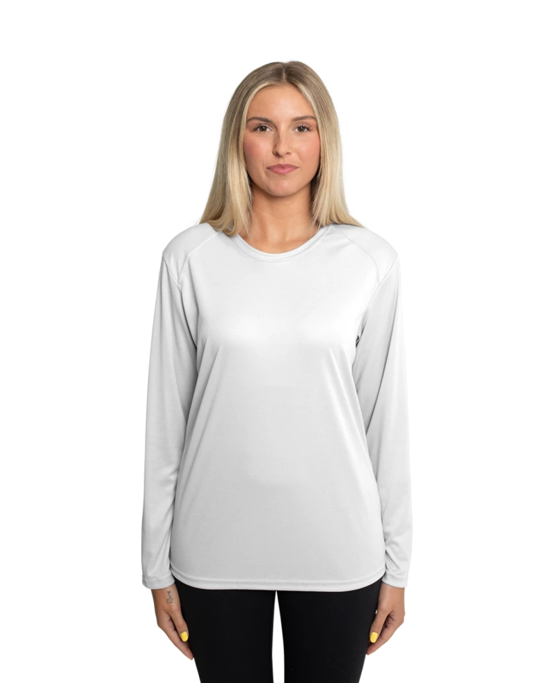 Image of a model wearing a 4164 Badger Core Ladies Long Sleeve Tee