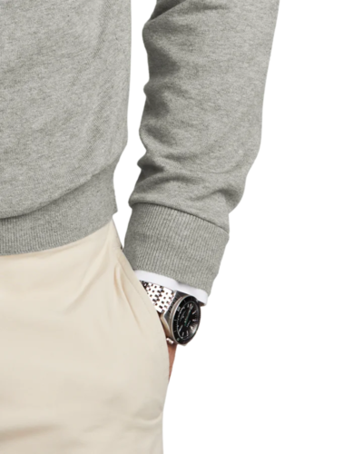 Closeup of a BB18400 Brooks Brothers® Cotton Stretch V-Neck Sweater