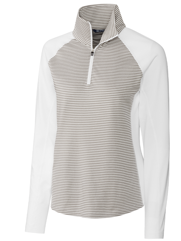 LCK00068 Cutter & Buck Forge Tonal Stripe Stretch Half Zip Womens Top