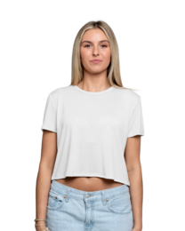 Image of a model wearing 8882 Bella + Canvas Women’s Flowy Cropped Tee