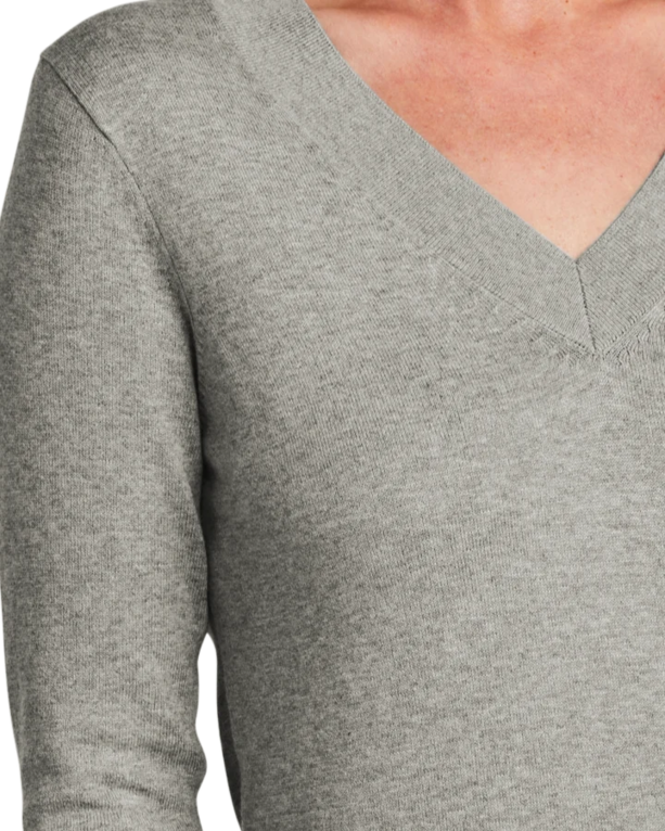 Closeup of a BB18401 Brooks Brothers® Women’s Cotton Stretch V-Neck Sweater