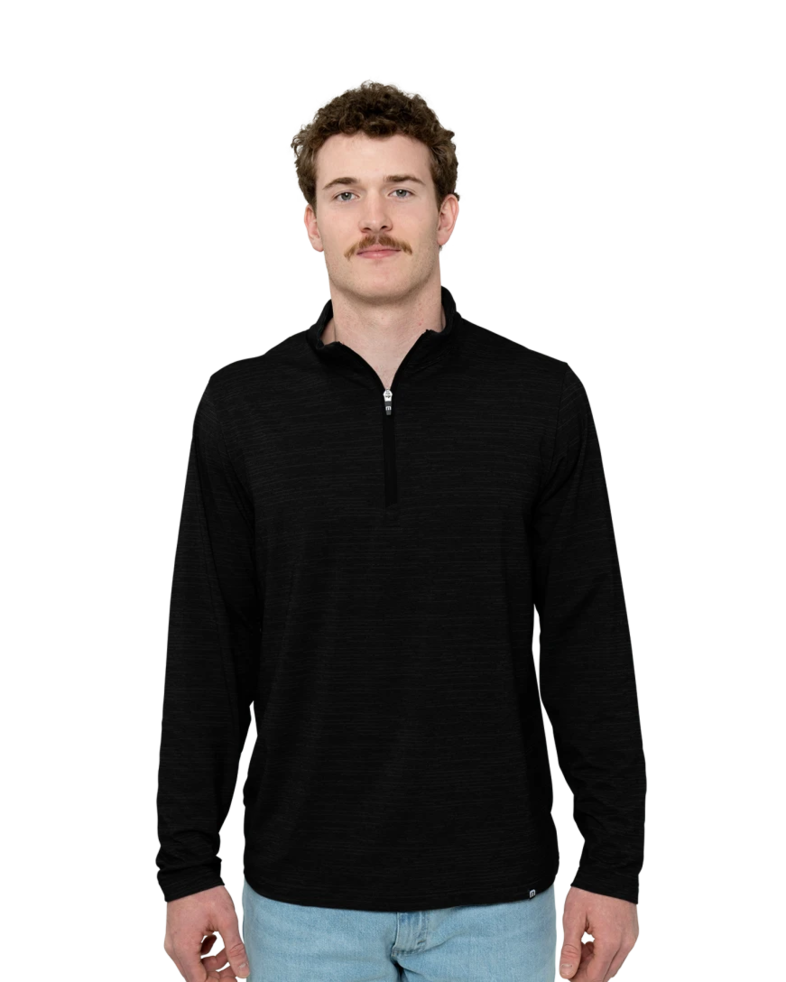 Image of a model wearing a TM1MW452 TravisMathew Crestview 1/4-Zip