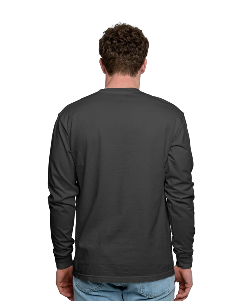 Image of a model wearing a CC6014 Comfort Colors Garment Dyed Long-Sleeve T-Shirt