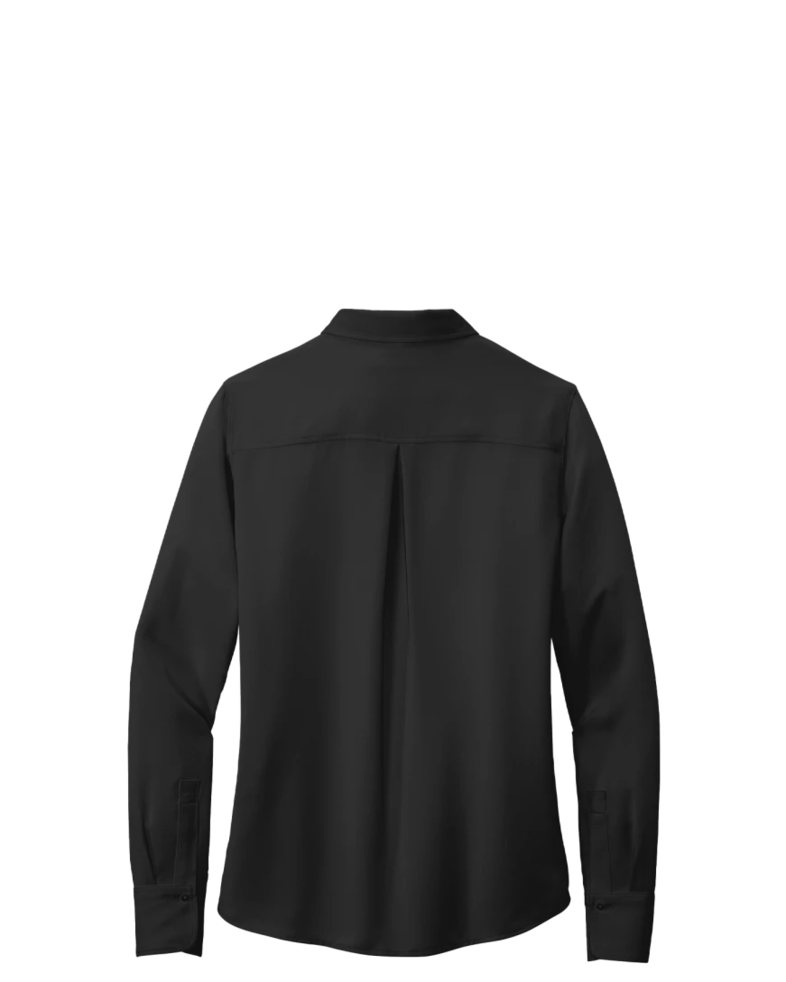 Image of a model wearing a BB18007 Brooks Brothers® Women’s Full-Button Satin Blouse