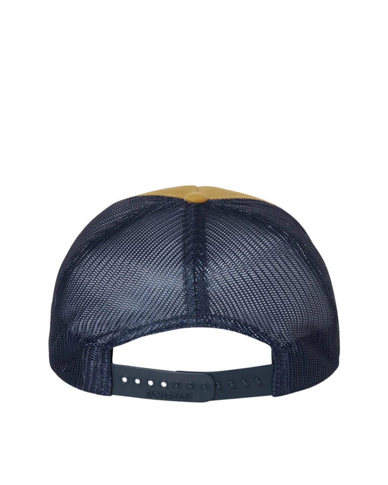 Image of a model wearing a 930 Richardson Troutdale Corduroy Trucker Cap