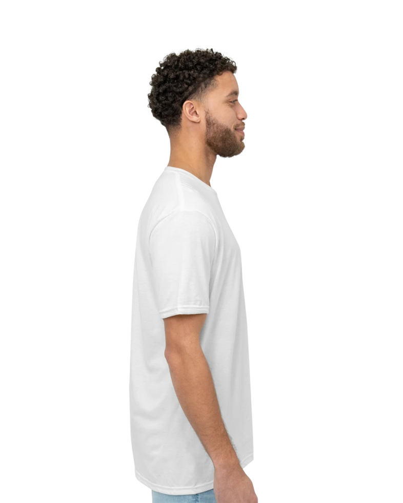 Image of a model wearing a DM130 District Unisex Perfect Tri-Blend Crew Tee