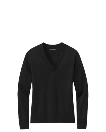 Model wearing a BB18401 Brooks Brothers® Women’s Cotton Stretch V-Neck Sweater