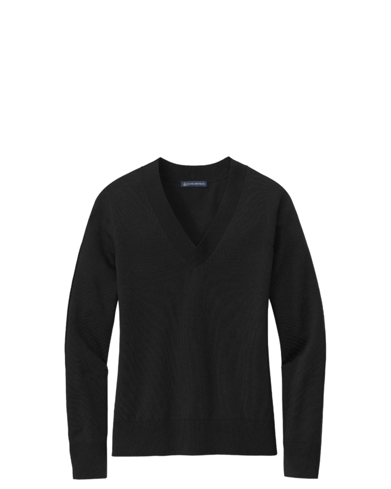 Image of a model wearing a BB18401 Brooks Brothers® Women’s Cotton Stretch V-Neck Sweater